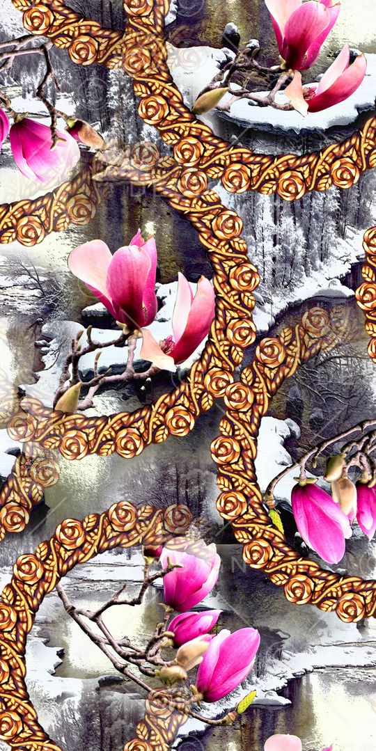 玉兰花印花华亿平台图片