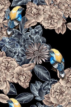 花鸟印花华亿平台图片