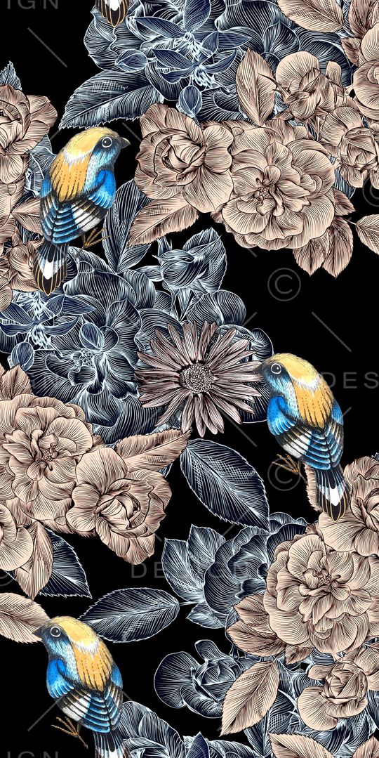 花鸟印花华亿平台图片