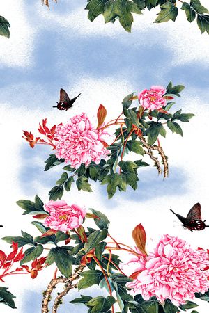 牡丹印花华亿平台图片