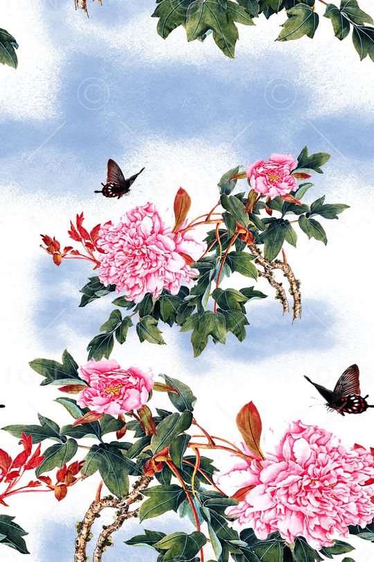 牡丹印花华亿平台图片