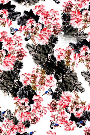 花鸟印花华亿平台图片