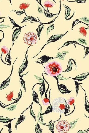 水彩花卉印花华亿平台图片