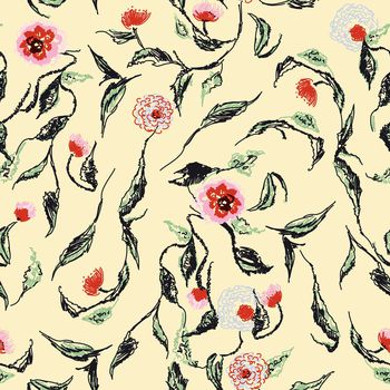 水彩花卉印花华亿平台图片