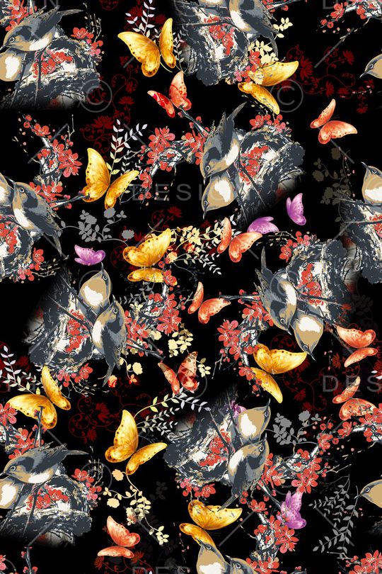 蝴蝶印花华亿平台图片