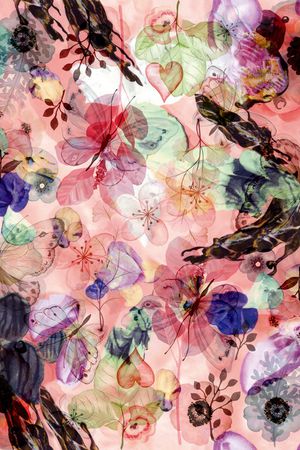 中国风水彩水墨繁花印花华亿平台图片