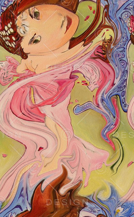 抽象油画印花华亿平台图片