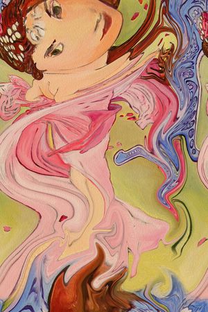 抽象油画印花华亿平台图片