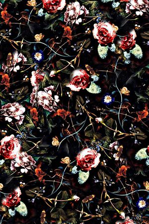 抽象手绘水彩画植物花卉数码印花印花华亿平台图片