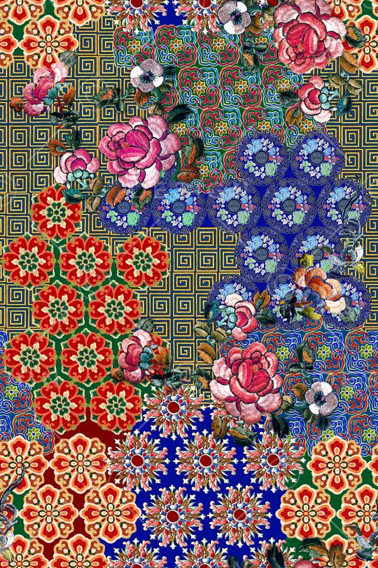 几何格子印花华亿平台图片