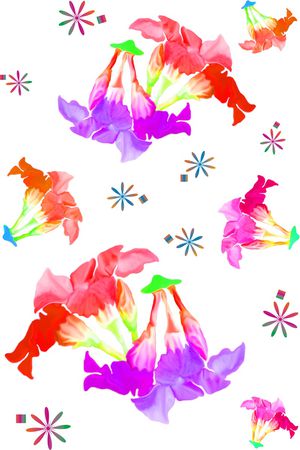 喇叭花流行时尚白色红色印花华亿平台图片