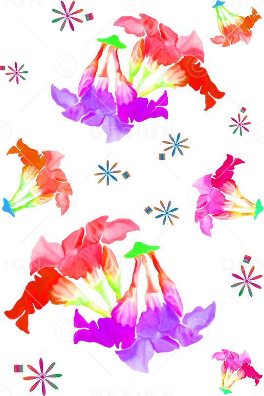 喇叭花流行时尚白色红色印花华亿平台图片