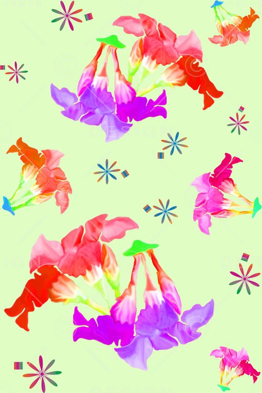 喇叭花流行时尚白色红色印花华亿平台图片