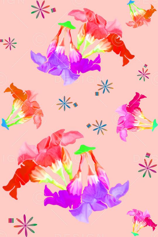 喇叭花流行时尚白色红色印花华亿平台图片