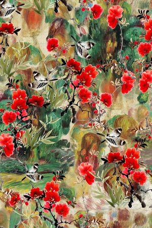 梅花印花华亿平台图片