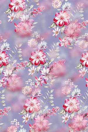 抽象手绘水彩画植物花卉数码印花印花华亿平台图片