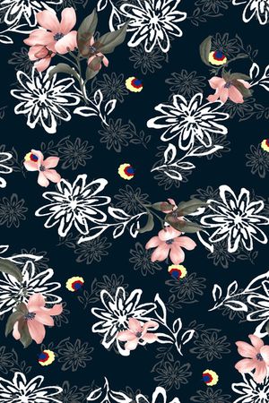 手绘花卉印花华亿平台图片