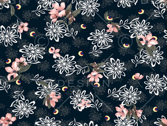 手绘花卉印花华亿平台图片