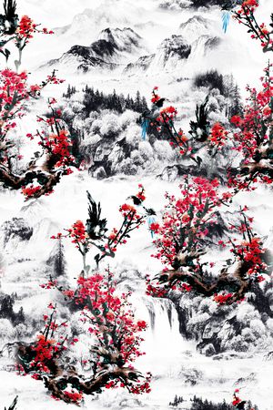 中国风印花华亿平台图片