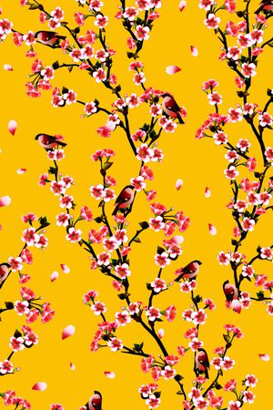 花鸟印花华亿平台图片