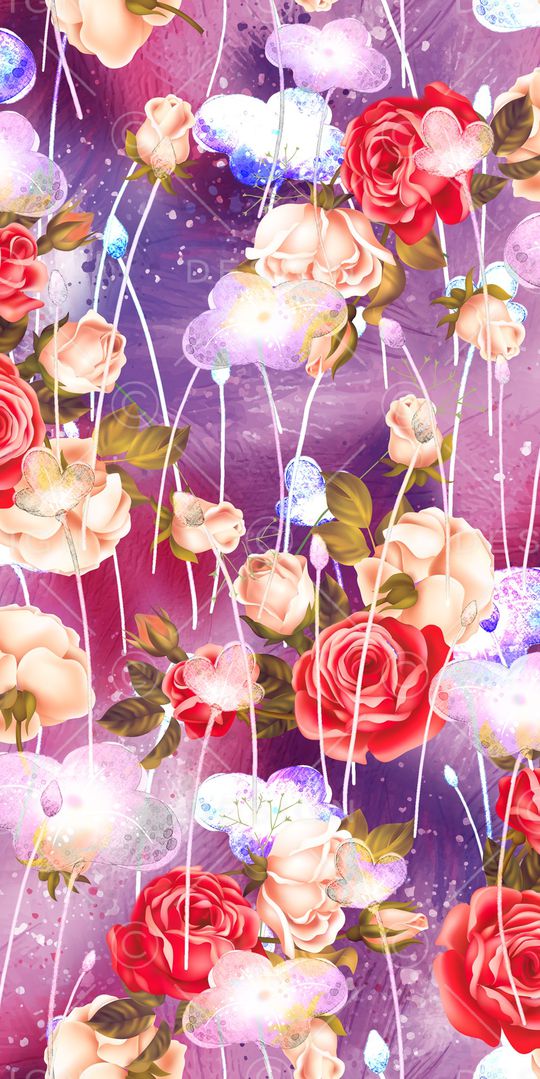 水彩花印花华亿平台图片