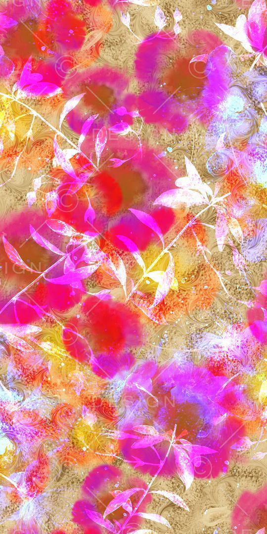 水彩花印花华亿平台图片