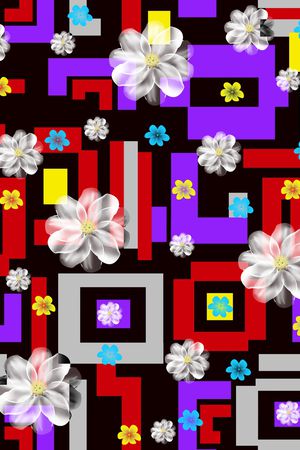 几何花卉印花华亿平台图片