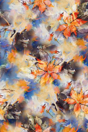 抽象手绘水彩画植物花卉数码印花印花华亿平台图片