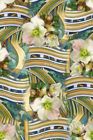 水彩花卉印花华亿平台图片