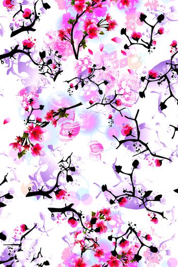 753749-桃花-白底