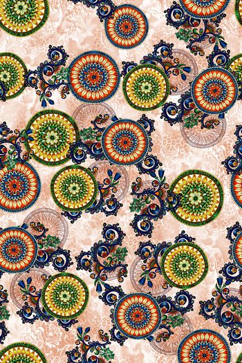 753800-圆圈花-赭底