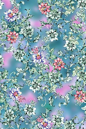 抽象手绘水彩画植物花卉数码印花印花华亿平台图片