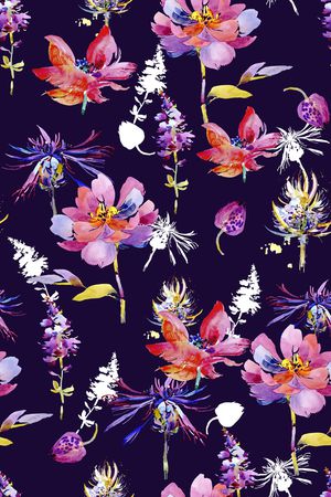 水彩手绘印花华亿平台图片