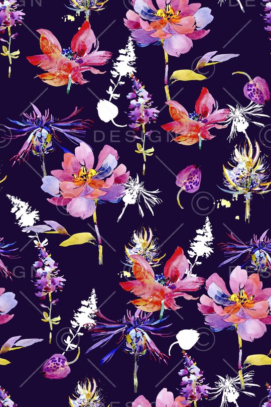 水彩手绘印花华亿平台图片