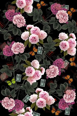 手绘花卉印花华亿平台图片