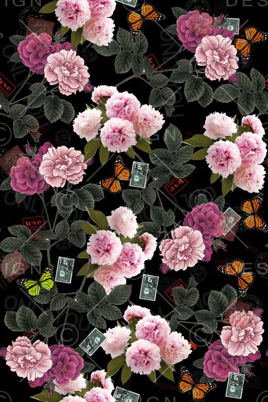 手绘花卉印花华亿平台图片