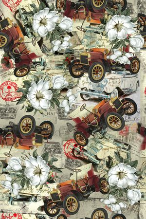 手绘花卉印花华亿平台图片