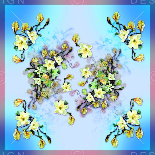 玉兰花印花华亿平台图片