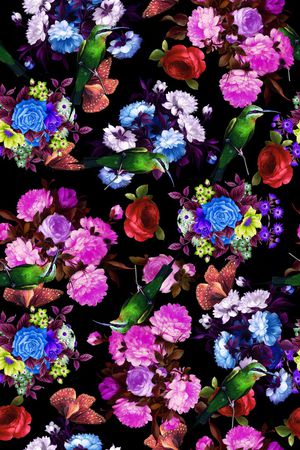 手绘花卉印花华亿平台图片