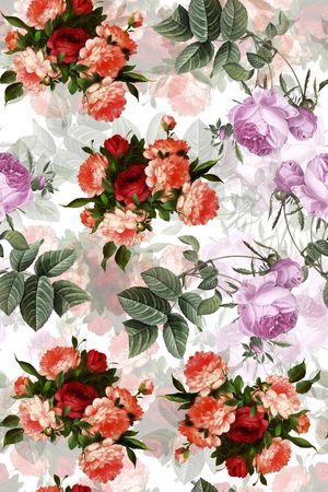 玫瑰花卉印花华亿平台图片