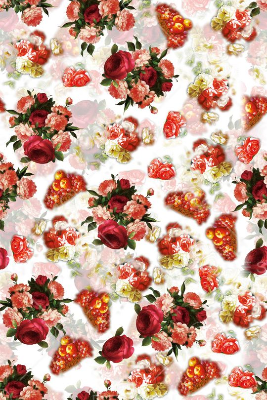 手绘花卉印花华亿平台图片