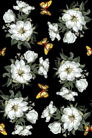 手绘花卉印花华亿平台图片