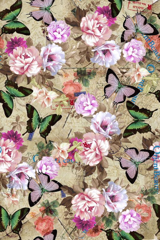 手绘花卉印花华亿平台图片