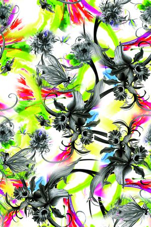 笔刷花卉印花华亿平台图片