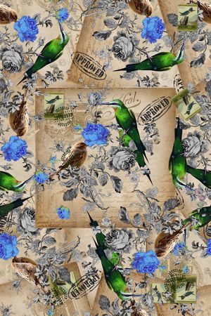 手绘花卉印花华亿平台图片