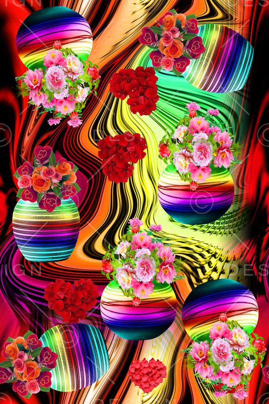 抽象油画印花华亿平台图片