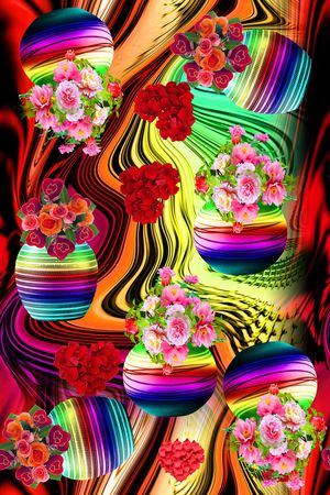 抽象油画印花华亿平台图片