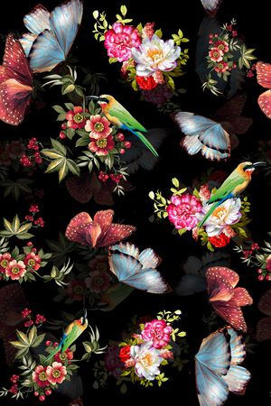 手绘花卉印花华亿平台图片