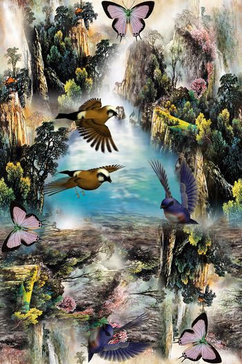 手绘花卉印花华亿平台图片