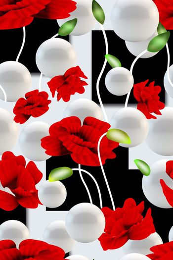 手绘花卉印花华亿平台图片